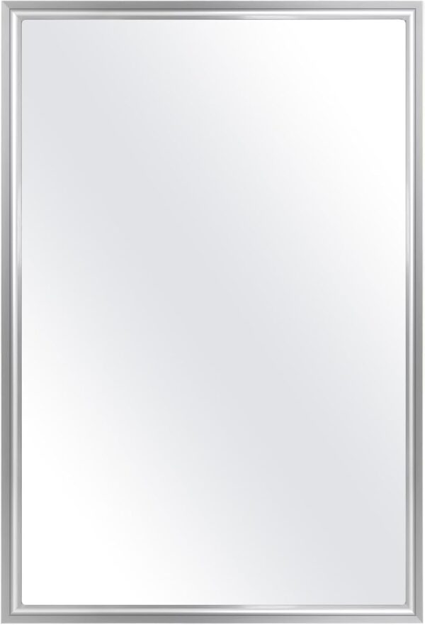 Modern Medicine Cabinet Mirror Storage for Bathroom Bedroom Surface/Recessed Mount with 3 Shelves (16"x26", Brushed Silver)