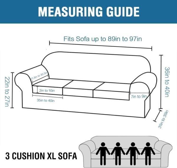 H.VERSAILTEX Modern Velvet Plush 4 Piece High Stretch Sofa Slipcover Cover Form Fit Luxury Thick Velvet Extra Large Sofa Cover for 3 Cushion Couch Width Up to 97 Inch (XL Sofa, Brown)