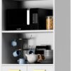 Cozy Castle Kitchen Pantry Cabinet, 75" Tall Wood Storage Cabinet with Doors and Shelves, 4 Doors Open Countertop Utility Hutch Cupboard for Dining Room Living Room Bathroom Furniture, White