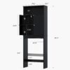Over The Toilet Storage Cabinet, Over The Toilet Storage with Adjustable Shelf and Double Doors, Above Toilet Storage Cabinet for Bathroom Storage Over Toilet Bathroom Organizer (Black)