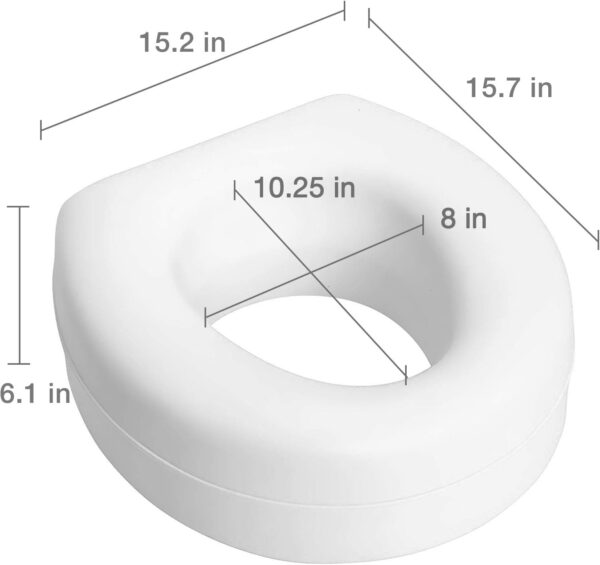 HealthSmart Enhanced Comfort 5" Raised (Round) Toilet Seat Riser 5 Slip Resistant Pads FSA/HSA Eligible Toilet Seat Risers for Seniors Padded Toilet Seat Elevation 15.7 x 15.2 x 6.1