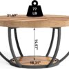 LITTLE TREE Round Coffee Table, 32" Circle Coffee Table for Living Room, 2-Tier Wood Accent Center Table with Open Storage Industrial Design Home Furniture (Wood Grain and Black)