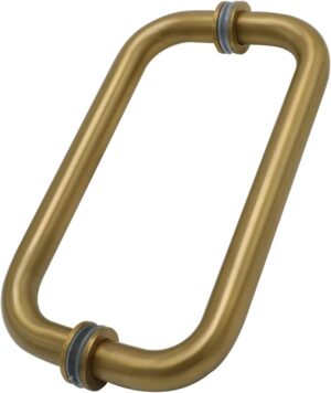 CKB 8" Shower Door Handle, Shower Glass Door Pull Back to Back Handle Compatible with 1/4" to 1/2" Thickness Glass for Frameless Shower Doors, Gold Plated with 304 Stainless Steel