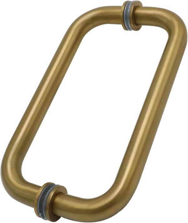CKB 8" Shower Door Handle, Shower Glass Door Pull Back to Back Handle Compatible with 1/4" to 1/2" Thickness Glass for Frameless Shower Doors, Gold Plated with 304 Stainless Steel