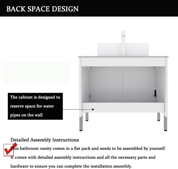 30" Bathroom Vanity with Sink, Modern Bathroom Vanities with 2 Soft-Closing Doors, Freestanding Bathroom Cabinet with Ceramic Basin and Carrara White Sintered Stone Counter Top-Colmar, White