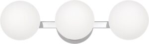 Globe Bathroom Vanity Light Fixtures, Modern 3 Lights Wall Lighting Chrome, Porch Wall Mount Light Fixture for Bathroom, Over Mirror Cabinets
