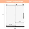 Shower Door, Sliding Shower Door with Explosion-Proof Film Clear Glass, Frameless Tempered Glass Shower Door with Stainless Steel Handle & Waterproof Seal Strip Parts