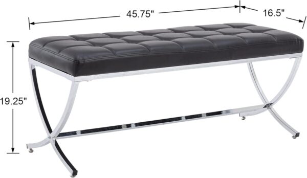 EALSON Modern Tufted Dining Chairs with Bench Set of 5 Leather Upholstered Dining Room Chairs with Chrome Metal Legs Mid Century Kitchen Chairs Armless Side Chair for Dining/Living Room, Black