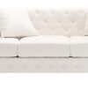 Morden Fort Button Tufted Faux Leather Modern Luxury Couch, 3 Seater Sofa with Deep Seats Couches for Living Room, Office, Apartment, White