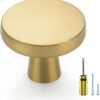 Ravinte 30 Pack Solid Knobs Kitchen Cabinet Round Pulls Dresser Handles Gold Cupboard Hardware Brushed Brass Door Drawer Knobs