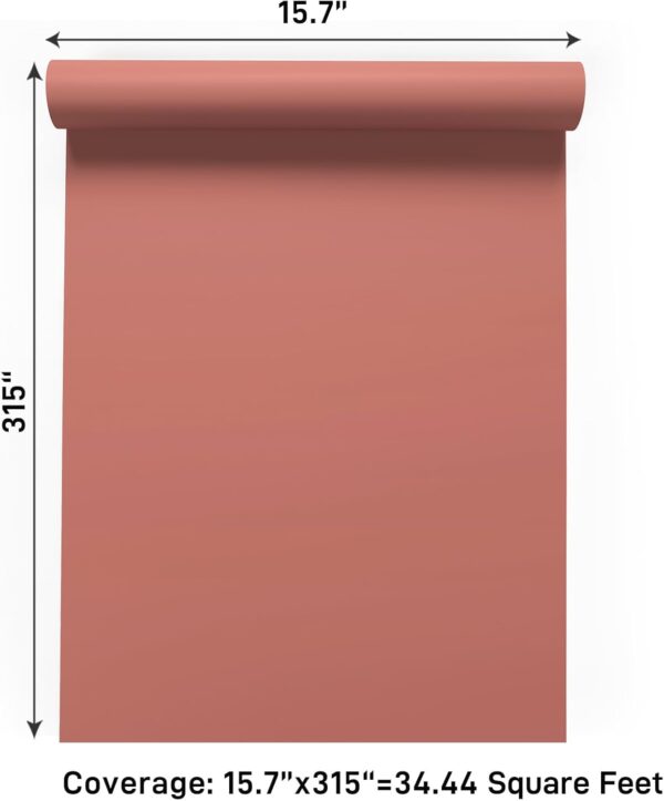 VaryPaper 15.7''x315'' Coral Pink Contact Paper Peel and Stick Modern Pink Wallpaper for Bedroom Bathroom Waterproof Removable Self Adhesive Wall Paper Decorative Contact Paper for Cabinets Desk