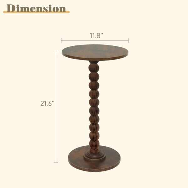 Round Side Table, Small Drink Table for Small Spaces, Modern Accent Nightstand with Solid Wood Leg for Living Room, Bedroom, Corners, and Office (Rustic Brown)