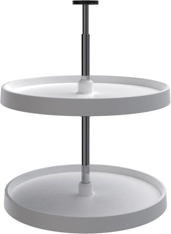 Rev-A-Shelf 2 Tier Full-Circle Lazy Susan for Corner Wall Cabinets Plastic 20" Double Shelf Swivel Kitchen Spice/Can Organizer, White, 3072-20-11-52