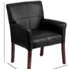 Flash Furniture Taylor LeatherSoft Upholstered Executive Side Reception Chair, Lobby Chair with Cushions and Padded Arms, Black