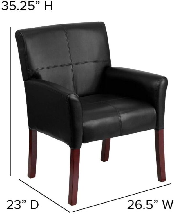 Flash Furniture Taylor LeatherSoft Upholstered Executive Side Reception Chair, Lobby Chair with Cushions and Padded Arms, Black