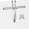 Shower Squeegee for Glass Door 12-Inch Stainless Steel Bathroom Squeegee Window Wiper, 100% Streak-Free, Includes Shower Door Hook and Adhesive Hook, for Window Mirror Tiles Car All-Purpose Squeegee
