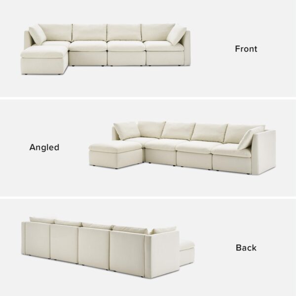 mopio Oversized Modular Sectional Sofa with Fully Removable Covers and Storage, Convertible U & L Shaped Sectionals, Modern Cloud Couch with Ottoman Chaise (Oat Fabric, 5 Seats, L)