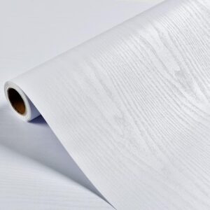 White Wood Wallpaper - White Wood Contact Paper - Peel and Stick Wallpaper Modern – Self-Adhesive Removable Wall Paper for Cabinets Countertop Furniture Kitchen Wall, Easy to Clean 17.7”×393” Vinyl