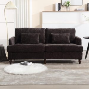 68'' Sofas Couch for Living Room, Mid Century Modern Sofa with Deep Seats, Chenille Loveseat Cloud Couch, Comfy Small Couches for Small Spaces Apartment Bedroom, Black