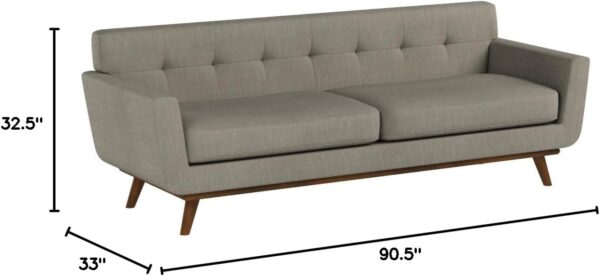 Modway Engage Mid-Century Modern Upholstered Fabric Sofa in Granite