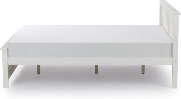Plank+Beam Solid Wood Queen Bed Frame, Platform Bed with Headboard, White
