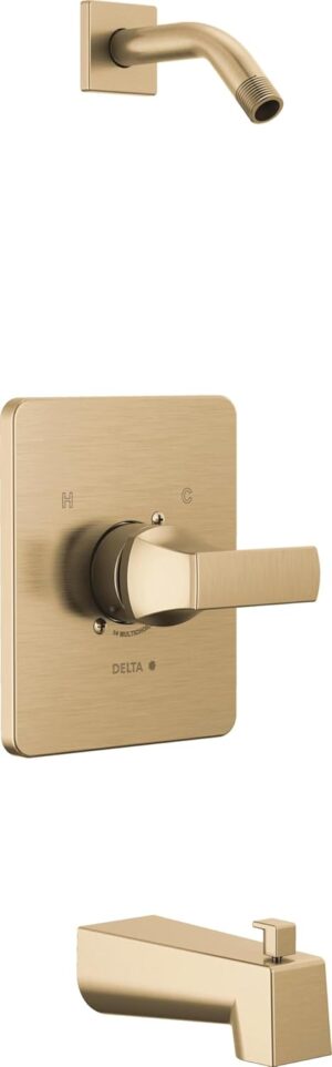 Delta Faucet Velum 14 Series Single-Function Gold Tub and Shower Faucet Set, Valve Trim Kit, Shower Handle, Delta Shower Trim Kit, Champagne Bronze T14437-CZLHD (Shower Head and Valve Not Included)