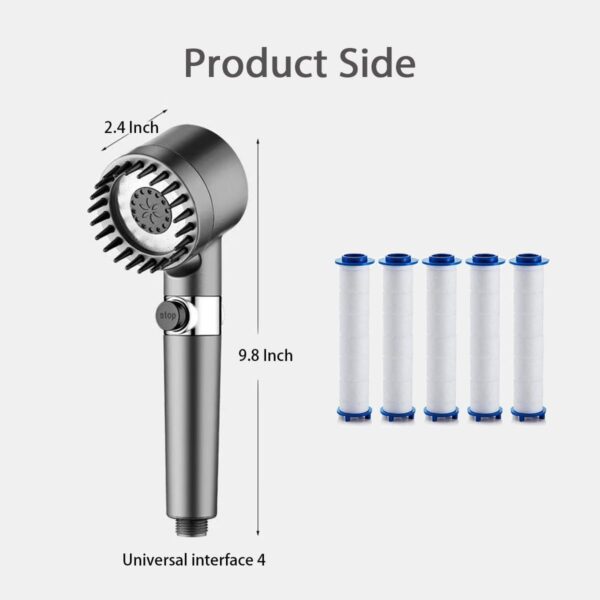 High Pressure Shower Heads, Ion Drops Shower Head, 4 Spray Modes Turbo with Built-in Filter ON/OFF Switch Handheld Turbo Showerhead (1 Set) (1PCS)