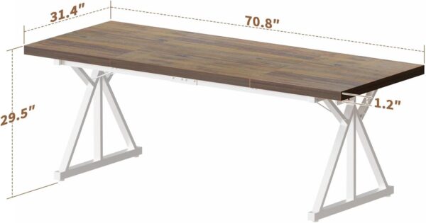 70.8-Inch Executive Desk with Power Outlet, Large Office Desk, Long Home Office Table, Big Writing Computer Tbale, Modern Work from Home Desk Office Furniture for Laptop, White