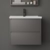 24 Inch Bathroom Vanity with Sink, Floating Vanity with 2 Drawers, Wall Mounted Modern Cabinet with Faucet, Pop-up Drain, P-Trap, Grey