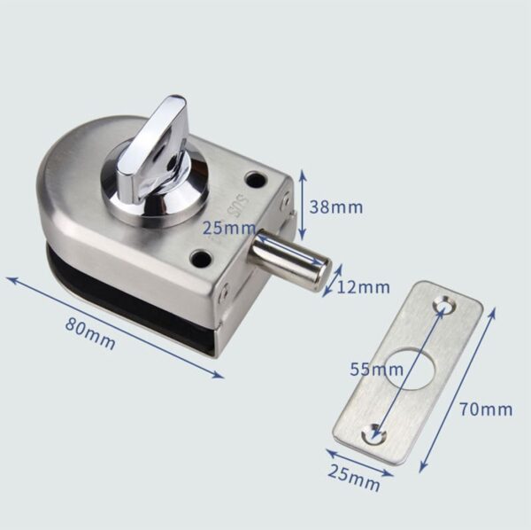 Set of 2 NUZAMAS 304 Stainless Steel Glass Door Locks, Floor Latch Lock, Bolt Ground Lock for Bathroom Toilet Shop Frameless Glass Doors - Half Round