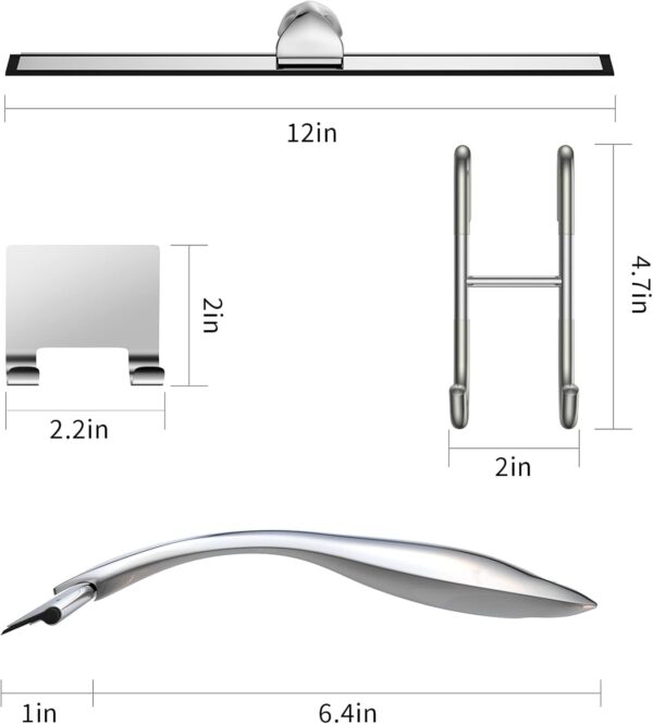 Shower Squeegee for Glass Door 12-Inch Stainless Steel Bathroom Squeegee Window Wiper, 100% Streak-Free, Includes Shower Door Hook and Adhesive Hook, for Window Mirror Tiles Car All-Purpose Squeegee