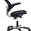 Modway Edge Mesh Back and White Vinyl Seat Office Chair With Flip-Up Arms - Computer Desks in Black