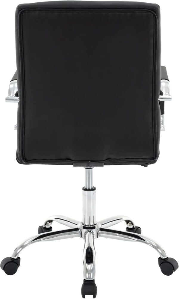 High Back Desk Chair, Modern PU Leather Home Office Task Chair with Arms, Adjustable Swivel Computer Executive Chair with Wheels (Black)
