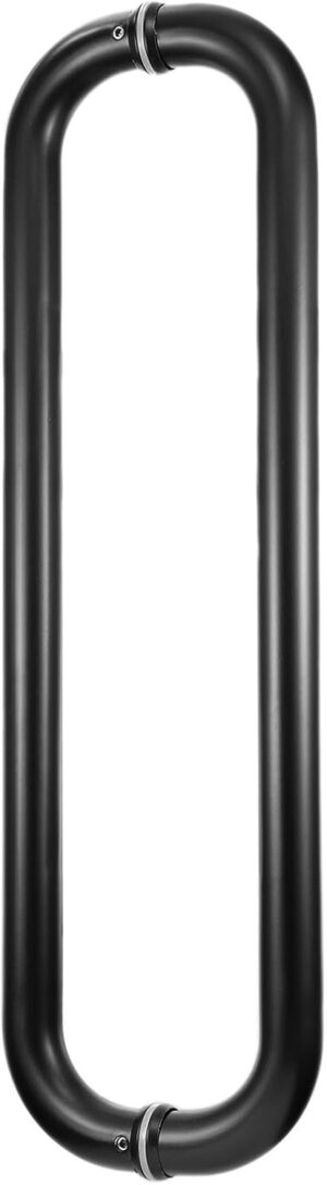 uxcell 1 Pcs Shower Door Pull, 17" Hole Center Back to Back Glass Door Handle 304 Stainless Steel Tubular Door Knob Fit for 1/4" to 9/16" Thickness Glass, Black