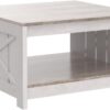 YITAHOME Coffee Table Farmhouse Coffee Table with Storage Rustic Wood Cocktail Table, Square Coffee Tables for Living Meeting Room with Half Open Storage Compartment, Grey Wash