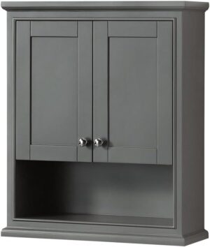 Wyndham Collection Deborah Bathroom Wall-Mounted Storage Cabinet in Dark Gray