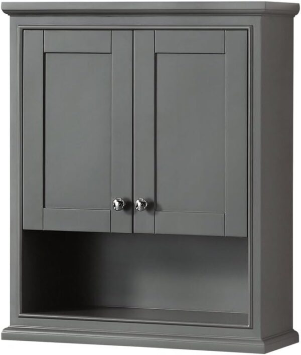 Wyndham Collection Deborah Bathroom Wall-Mounted Storage Cabinet in Dark Gray