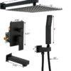 Bathroom Luxury Shower System Set 12 Inch Rainfall Shower Head System High Pressure Rainfall Shower Faucet in Matte Black Shower Head,Wall Mounted (12" 3-Function, Matte Black)