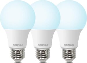 A19 LED Light Bulbs, 60 Watt Equivalent LED Bulbs, Daylight 5000K, 800 Lumens, E26 Standard Base, Non-Dimmable, 8.5W Warm White LED Bulbs for Bedroom Living Room,3 Pack