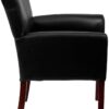 Flash Furniture Taylor LeatherSoft Upholstered Executive Side Reception Chair, Lobby Chair with Cushions and Padded Arms, Black