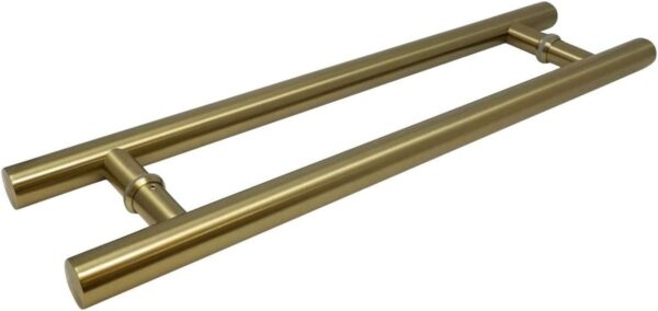 Modern & Contemporary Round Bar/Ladder/H-Shape Style 610mm / 24 inches Push-Pull Stainless-Steel Door Handle - Satin Brass Finish