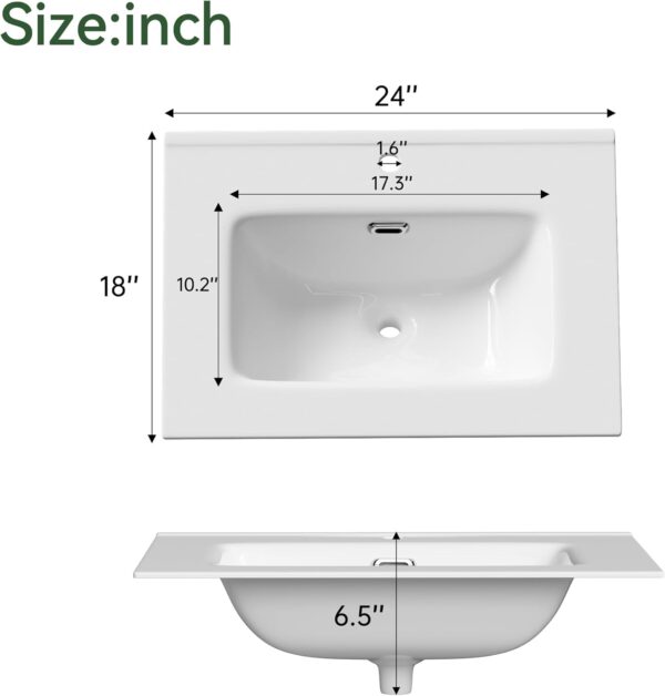 24" Bathroom Vanity with Sink Black, Modern Floating Vanity Bathroom Sinks with Cabinets with Double Soft Close Cabinet Door, White Ceramic Sink & Gold Handles, Large Storage for Small Space