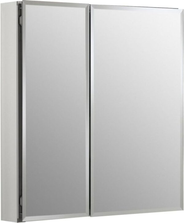 KOHLER K-CB-CLC2526FS Beveled Medicine Cabinet with Mirror Doors & Adjustable Shelves, Rectangular Beveled Edge Frame, 25" x 26"