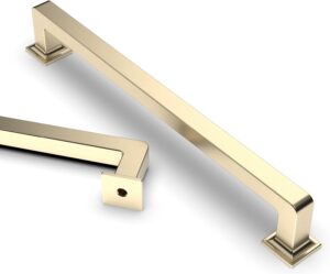 Asidrama 10 Pack 6.3 Inch(160mm) Brushed Brass Kitchen Cabinet Handles, Cabinet Pulls Kitchen Cabinet Hardware Cupboard Handles Drawer Pulls