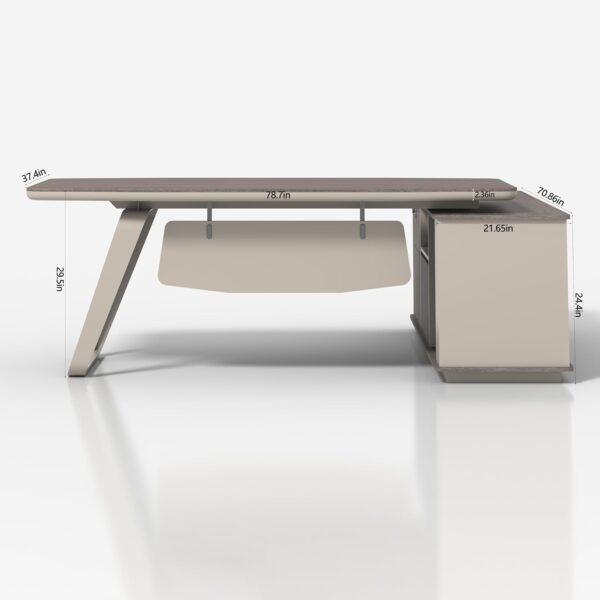 79-Inch Modern Executive L-Shaped Office Desk with 71” Lateral File Cabinet – Spacious Fir Wood Large Executive Desk with Locking Drawer,Ideal for Home Office Furniture and Small Spaces