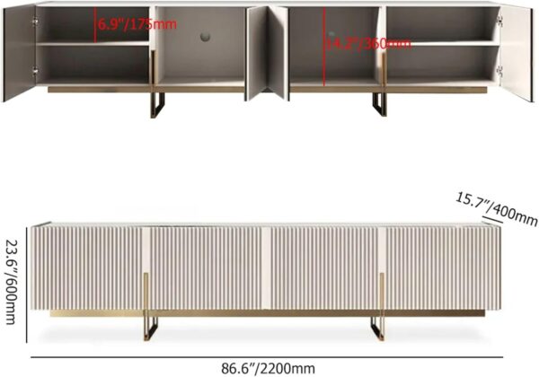 homary Modern TV Stand for TVs Up to 85", Long Entertainment Center with Storage Cabinets TV Console Table for Living Room, Bedroom (Off White, 86.6" W x 15.7" D x 23.6" H)