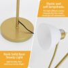 Floor Lamps for Living Room,Standing Lamp with Stepless Dimming, 3 Lights Adjustable Reading Lights, Morden Tall Lamps for Living Room, Bedroom, Office, Gold