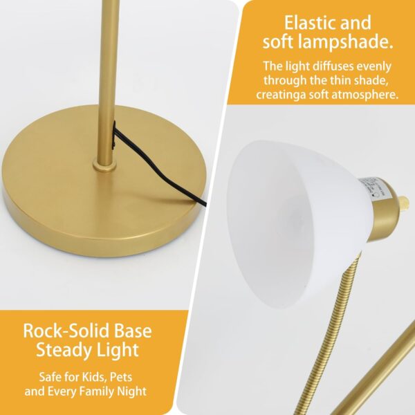 Floor Lamps for Living Room,Standing Lamp with Stepless Dimming, 3 Lights Adjustable Reading Lights, Morden Tall Lamps for Living Room, Bedroom, Office, Gold