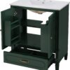 Linique 30" Bathroom Vanity with Sink Combo Set, Solid Wood Frame Modern Bathroom Storage Cabinet with a Large Drawer, a Adjustable Shelf and 2 Soft Closing Cabinet Doors with Organizer, Green