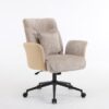 VINGLI Khaki Office Desk Chair with Wheels,with Back&Lumbar Pillow&Padded Arm,Comfy Computer Task Nail Tech Vanity Modern Swivel Sewing Dining Chair for Home,Makeup,Bedroom,Living Room,Chenille